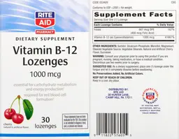 Label for Vitamin B-12 Lozenges 1000 mcg Cherry
