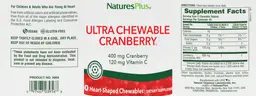 Label for Ultra Chewable Cranberry