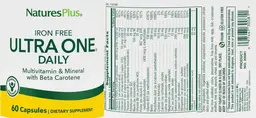 Label for Ultra One Daily Iron Free