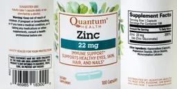 Label for Zinc 22 mg