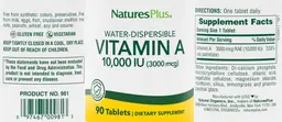Label for Vitamin A 10,000 IU (3000 mcg)