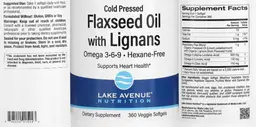 Label for Flaxseed Oil with Lignans