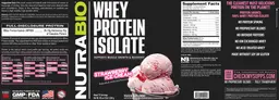 Label for Whey Protein Isolate Strawberry Ice Cream