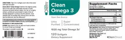 Label for Clean Omega 3 1020 mg