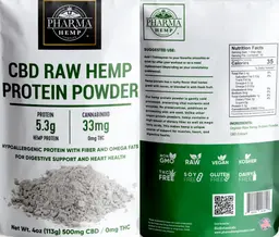 Label for CBD Raw Hemp Protein Powder