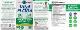 Label for Vital Flora Adult 55+ Daily Probiotic Shelf Stable