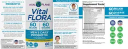 Label for Vital Flora Men's Daily Probiotic Shelf Stable