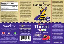 Label for BeeHero Throat Kids Natural Propolis Spray Berry Blast