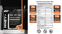Label for Whey+ Chocolate Peanut Butter