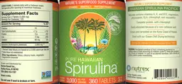Label for Pure Hawaiian Spirulina 3,000 mg