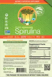 Label for Pure Hawaiian Spirulina 1,000 mg
