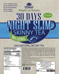 Label for 30 Day Night Slim Skinny Tea