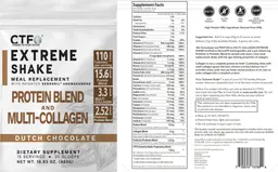 Label for Extreme Shake Protein Blend and Multi-Collagen Dutch Chocolate