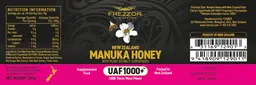 Label for New Zealand Manuka Honey UAF 1000+