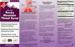 Label for Osha Root Rocky Mountain Throat Syrup