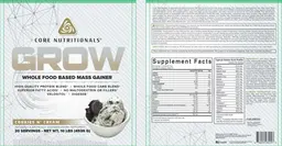 Label for GROW Cookies N' Cream