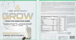 Label for GROW Vanilla Milkshake
