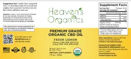 Label for Premium Grade Organic CBD Oil Fresh Lemon 450 mg