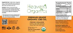 Label for Premium Grade Organic CBD Oil Fresh Orange 1350 mg