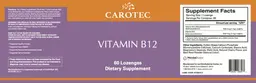 Label for Vitamin B12