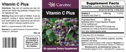 Label for Vitamin C Plus