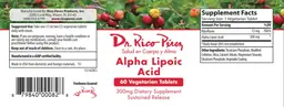 Label for Alpha Lipoic Acid 300 mg