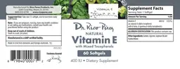 Label for Natural Vitamin E 400 IU