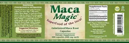 Label for Gelatinized Maca Root Capsules 600 mg