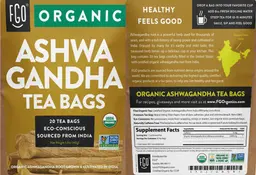 Label for Organic Ashwagandha Tea Bags