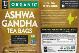 Label for Organic Ashwagandha Tea Bags