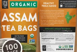 Label for Organic Assam Tea Bags