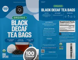 Label for Organic Black Decaf Tea Bags