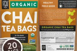 Label for Organic Chai Tea Bags