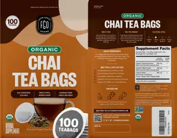 Label for Organic Chai Tea Bags