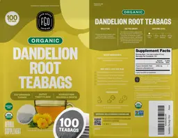 Label for Organic Dandelion Root Tea Bags