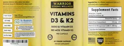 Label for Vitamins D3 5000 IU & K2 180 mcg