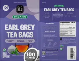 Label for Organic Earl Grey Tea Bags