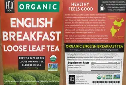 Label for Organic English Breakfast Loose Leaf Tea