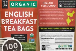 Label for Organic English Breakfast Tea Bags
