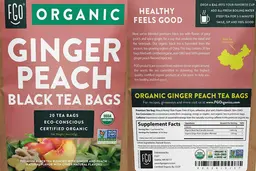 Label for Organic Ginger Peach Black Tea Bags