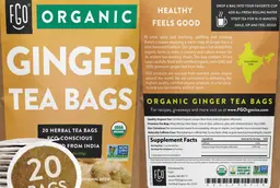 Label for Organic Ginger Tea Bags