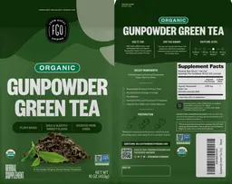 Label for Organic Gunpowder Green Tea