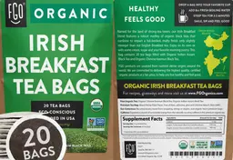 Label for Organic Irish Breakfast Tea Bags