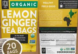 Label for Organic Lemon Ginger Tea Bags