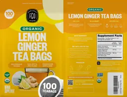 Label for Organic Lemon Ginger Tea Bags