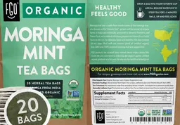 Label for Organic Moringa Mint Tea Bags