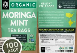 Label for Organic Moringa Mint Tea Bags