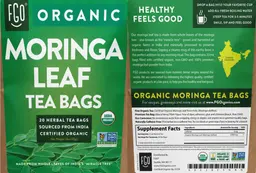 Label for Organic Moringa Leaf Tea Bags