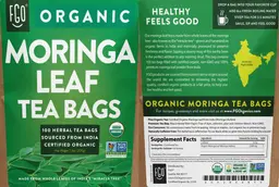 Label for Organic Moringa Leaf Tea Bags