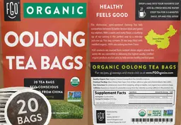Label for Organic Oolong Tea Bags